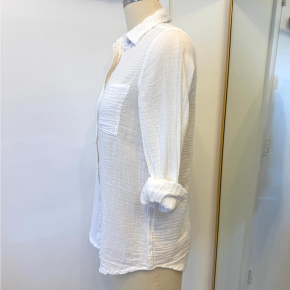 Lola River White Gauze Button Down Shirt XS | Lightweight Cotton | NWT - Picture 3 of 6